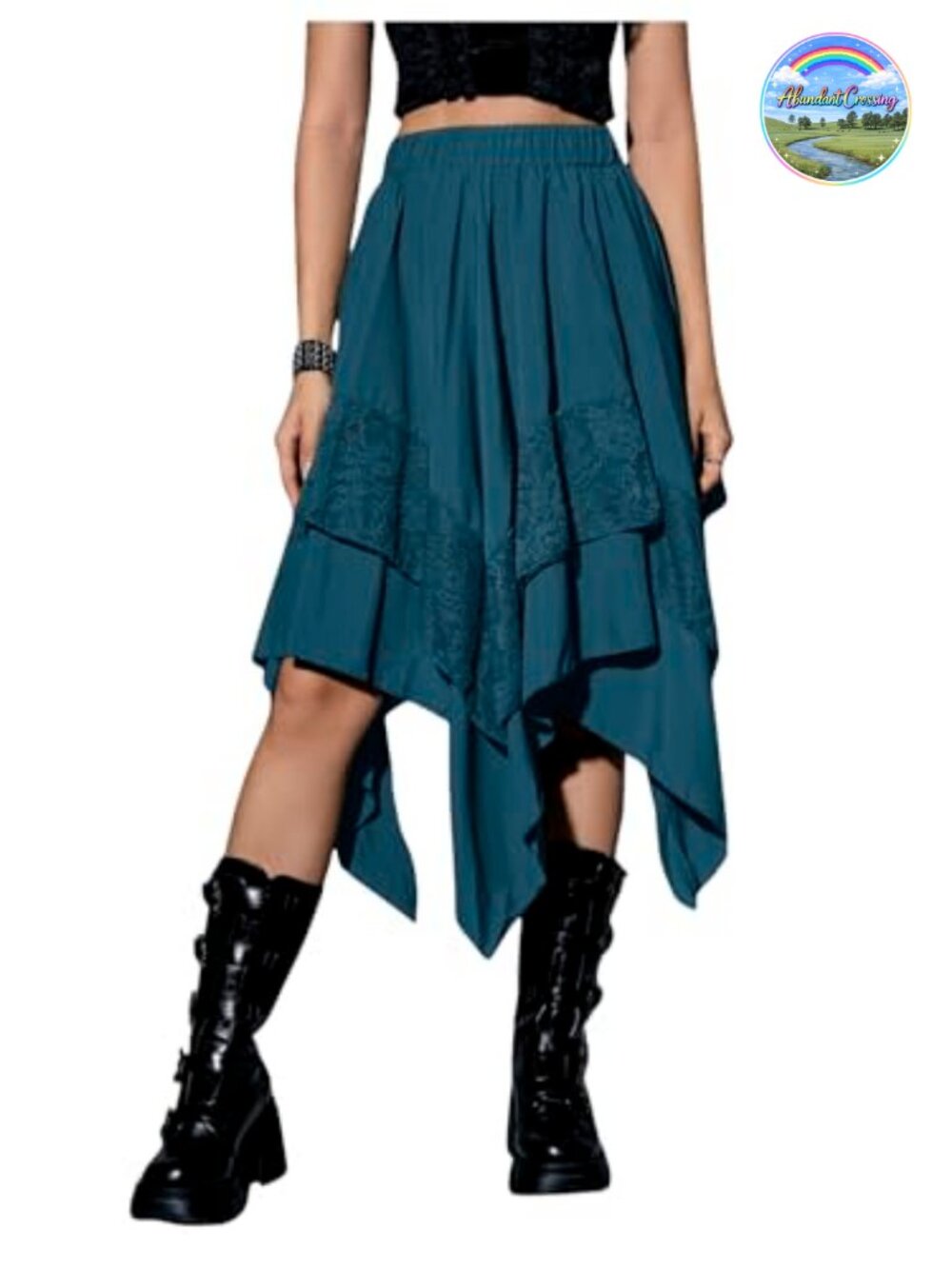 Renaissance Flowy Lace Asymmetrical Skirt Whimsical Steampunk A-Line